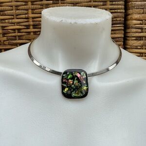 Windsor Faux Abalone Vintage Black Mosaic Choker